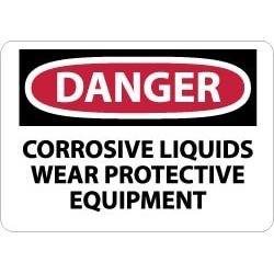NMC 10x14 Rigid Plastic Dngr Corrosive Liq Sign D424RB