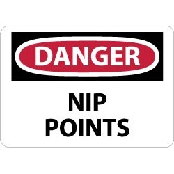 NMC 10x14 Rigid Plastic Danger Nip Points Sign D455RB