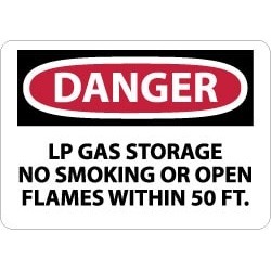 NMC 10x14 Rigid Plastic Dngr Lp Gas Storage Sign D452RB