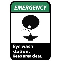 NMC Eyewash Sta Kp Clr 5pk 3x5 Vinyl Emergency Label EGA4AP