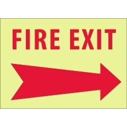 NMC Fire Exit, 14 Inch Wide x 10 Inch High, Plastic Fire Sign Rec