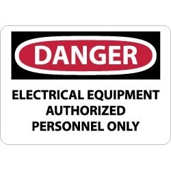 NMC 10x14 Rigid Plastic Dngr Elec Equip Auth Sign D433RB