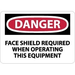 NMC 10x14 Rigid Plastic Dngr Face Shield Req Sign D274RB