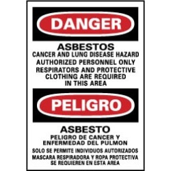 NMC 14x10 Rigid Plastic Danger Asbestos Cncr Sign ESD95RB