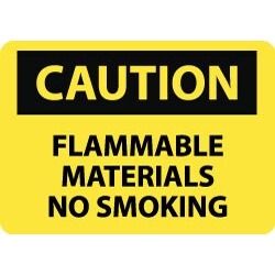 NMC Flammble Mat No Smking 10x14"vinyl Caution Sign C493PB