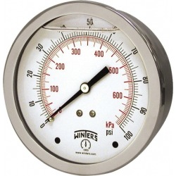 Winters 2 Inch Dial, 1/4 Inch, 0 to 15 Scale Range Pressure Gauge