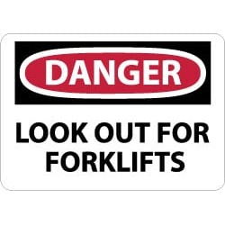 NMC 10x14 Rigid Plastic Danger Lookout Fork Sign D65RB
