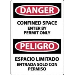 NMC 14x10 Rigid Plastic Danger Confind Space Sign ESD162RB