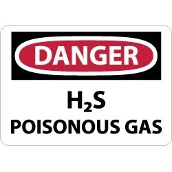 NMC 10x14 .040 Alum Dngr H2s Poison Gas Sign D440AB