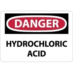 NMC 10x14 Rigid Plastic Dngr Hydrochlrc Acid Sign D446RB