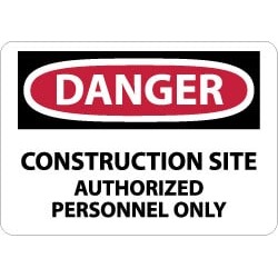 NMC 10x14 Aluminum Danger Constr Site Sign D247AB