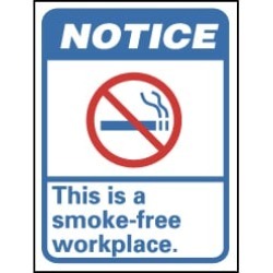 NMC 10x14 Rigid Plastic Smoke Free Workplace Sign NGA1RB