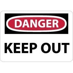 NMC 7x10 Rigid Plastic Danger Keep Out Sign D59R