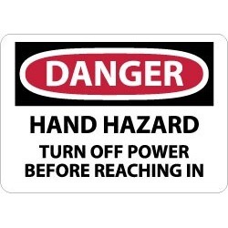 NMC 7x10 Rigid Plastic Danger Hand Haz Sign D283R