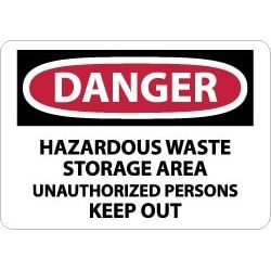 NMC 10x14 Rigid Plastic Dngr Haz Waste Kpout Sign D442RB