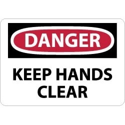 NMC 10x14 Rigid Plastic Dngr Keep Hands Clr Sign D449RB