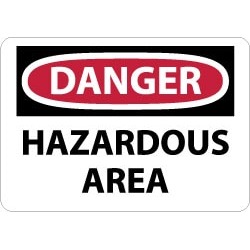 NMC 10x14 Rigid Plastic Danger Haz Area Sign D138RB