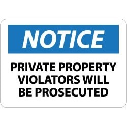 NMC 10x14 Aluminum Private Property Sign N116AB