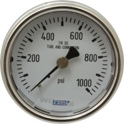 Wika 2-1/2 Inch Dial, 1/4 Inch, 0 to 1000 Scale Range Pressure Ga