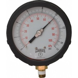 Winters 4 Inch Dial, 1/4 Inch, 0 to 15 Scale Range Pressure Gauge