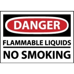 NMC 10x14 Plastic Sign Danger Flam Liq No Smoke D645RB