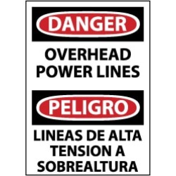 NMC 10x14 Plastic Sign Danger Bilng Overhead ESD468RB