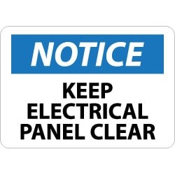 NMC 10x14 Rigid Plastic Keep Elec Panel Clr Sign N164RB