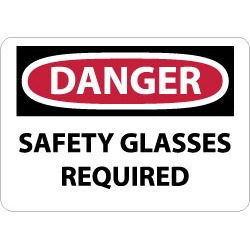 NMC 10x14 Plastic Sign Danger Safety Glasses Req D649RB