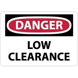 NMC 10x14 Rigid Plastic Dngr Low Clearance Sign D451RB