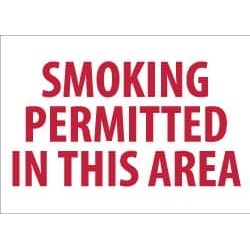 NMC 10x14 Rigid Plastic Smoking Permitted Sign M243RB