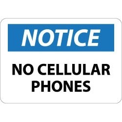 NMC No Cellular Phones 10x14"plastic Notice Sign N304RB
