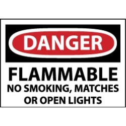 NMC 10x14 Plastic Sign Danger Flamable No Smoke D646RB