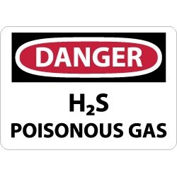 NMC 10x14 Rigid Plastic Dngr H2s Poison Gas Sign D440RB