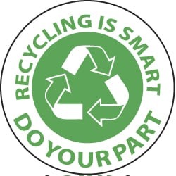 NMC Recycling Is 25/pk 2x2 Hard Hat Emblem HH95