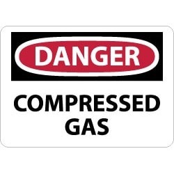 NMC 10x14 Rigid Plastic Danger Compres Gas Sign D245RB