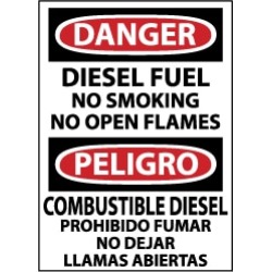 NMC 10x14 P/s Vinyl Sign Danger Bilng Diesel No ESD467PB