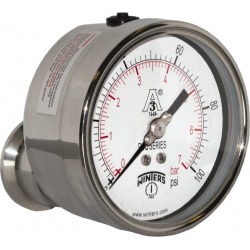 Winters 4 Inch Dial, 1-1/2 Inch, 0 to 100 Scale Range Pressure Ga