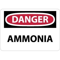 NMC 10x14rigid Plastic Danger Ammonia Sign D129RB