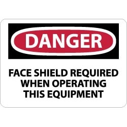 NMC 10x14 Aluminum Dngr Face Shield Req Sign D274AB