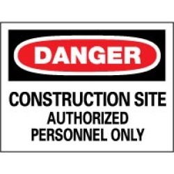 NMC 14x20 Rigid Plastic Danger Constr Site Sign D247RC