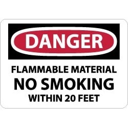 NMC 10x14 Rigid Plastic Dngr Flam Mat No Smk Sign D438RB