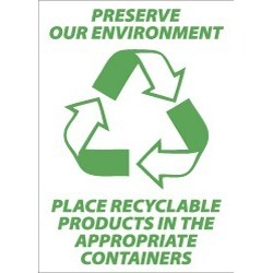 NMC 10x14 Plastic Sign Go Green Presrve Our Envi ENV35RB
