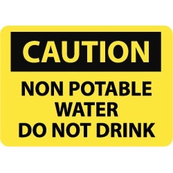 NMC 10x14 Plastic Sign Caution Non-potable Water C361RB