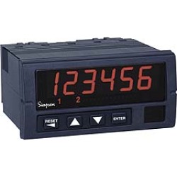 Simpson Electric 6 Digit, Red LED, Front Panel Remote Reset, Moun