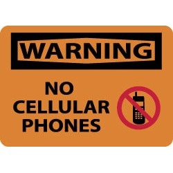 NMC No Cellular Phones 10x14"plastc Warning Sign W456RB