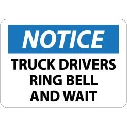 NMC Truck Driver Ring Bell 10x14"plastic Notice Sign N357RB