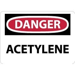 NMC 7x10 Rigid Plastic Danger Acetylene Sign D3R