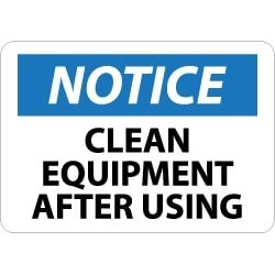 NMC 10x14 Aluminum Clean Equip Sign N124AB
