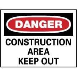 NMC 14x20 Rigid Plastic Dngr-cnstrctn Area Sign D404RC