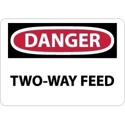 NMC 10x14 Rigid Plastic Danger Two Way Feed Sign D322RB